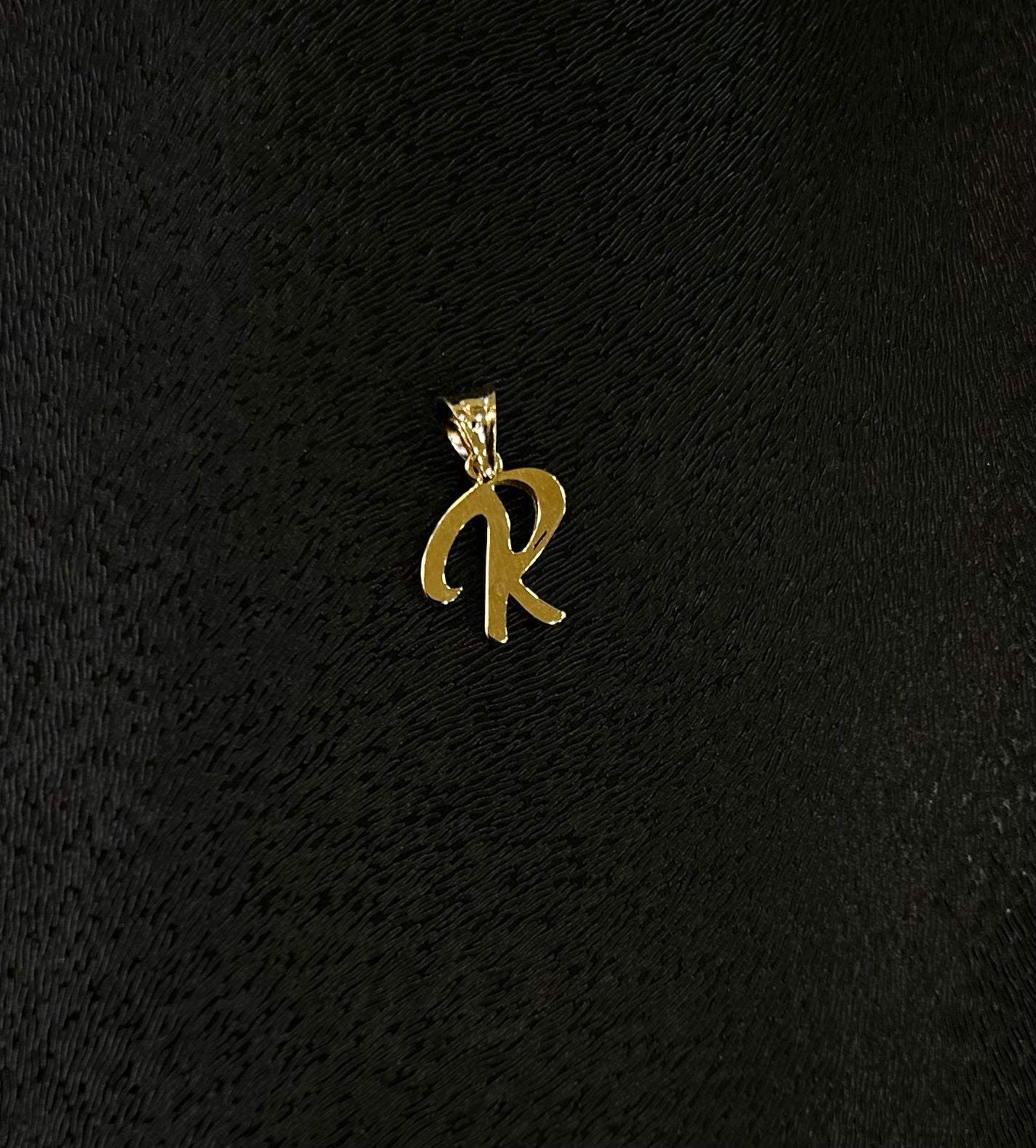 Eleganter Buchstaben Anhänger „R“ aus echtem 585 Gold (14 Karat)